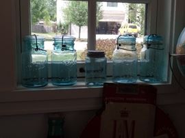 Vintage Blue Ball &  Atlas Mason Jars w/lids