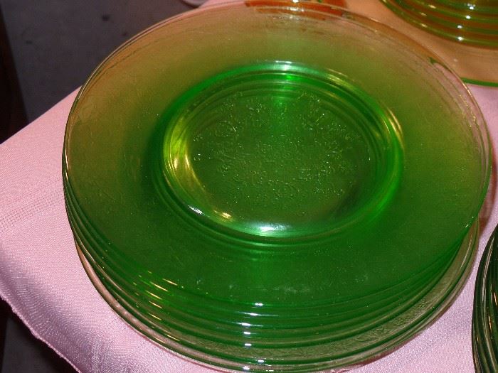 Green Depression glass