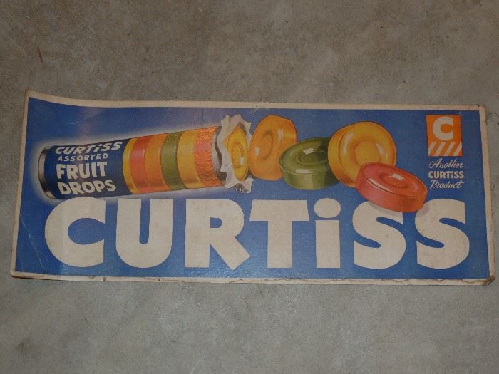 Vintage Curtiss Fruit Drops cardboard sign
