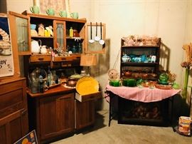 All here including furniture-Hutch on left-almost like a Hoosier cabinet