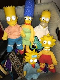 Vintage 1990 Simpson 12" dolls - Bart, Homer, Marge, Lisa and Maggie 