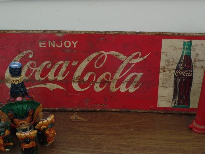 Vintage metal Coca-Cola sign  approx 3'