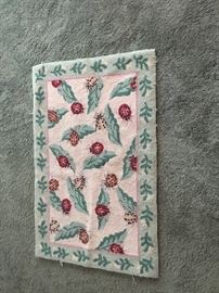 Vintage hooked rug with lady bugs