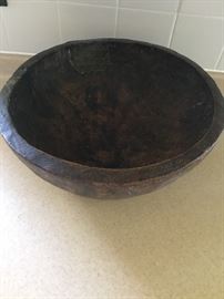 Fabulous antique burl bowl with mend 