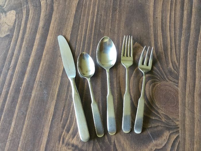 Lauffer Stainless Service for 8 minus1 salad fork plus serving pieces Heritage 2