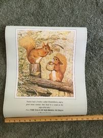 Beatrix Potter poster.                                                                       The Tale of Squirrel Nutkin.                                                             19”x15”.  Copyright Frederick Warne & CO 1989