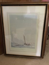 Wm Gilkerson Lithograph.  Signed. #11.                                  Whaleboat from the Brig Daisy.                                                    In the middle latitudes.  Going on a whale 