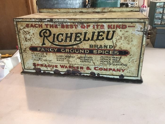 Garage Find!! Richelieu Store Display .  Metal and wood and perfectly roached   