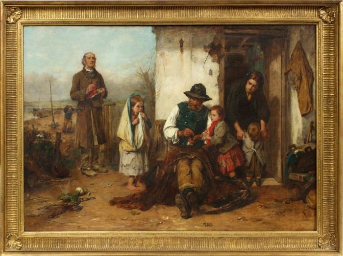 THOMAS FAED (ENGLISH, 1826-1900), OIL ON CANVAS, C. 1867, H 30", W 44", "THE POOR MAN'S FRIEND"
Lot # 2016 
