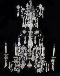 ROCK CRYSTAL, CUT CRYSTAL & WROUGHT IRON CHANDELIER, H 54", DIA 40"
Lot # 2152 