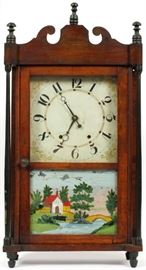 FEDERAL MAHOGANY PILLAR & SCROLL CLOCK WITH EGLOMISE, H 31", W 16", D 5 1/2"
Lot # 1001 
