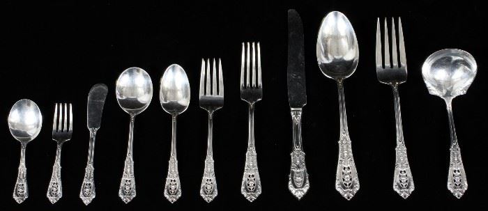 WALLACE, "ROSE POINT", STERLING SILVER FLATWARE, SEVENTY-SIX PIECES
Lot # 1057 