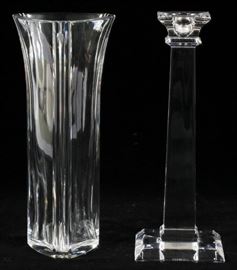 BACCARAT & TIFFANY & CO. GLASS VASE & CANDLESTICK, 2 PCS., H 10"
Lot # 1083 