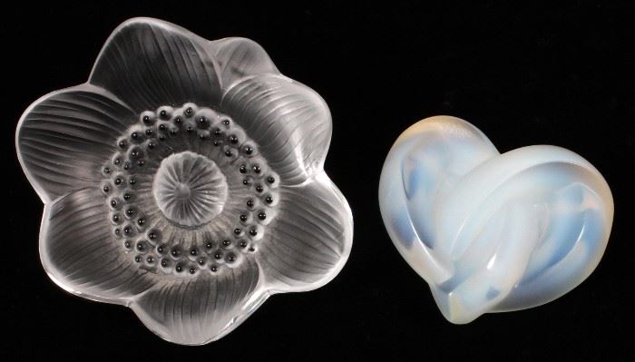 LALIQUE FROSTED GLASS PAPER WEIGHTS, TWO, HEART & ANEMONE
Lot # 1270 