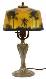 SINGLE-LIGHT REVERSE PAINTED ON GLASS BOUDOIR LAMP, CIRCA 1920, H 14"
Lot # 1278 