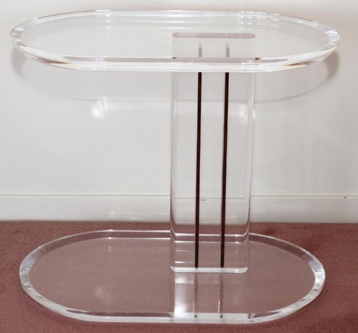 MODERN LUCITE SIDE TABLE, LATE 20TH C., H 20", W 24", D 15 1/2"
Lot # 1293 