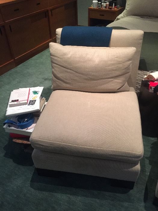 Linen upholstered slipper chair (20