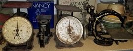 Antique Scales and Sewing Machine