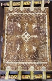 Middle Eastern Embroidered Leather Wall Hanging