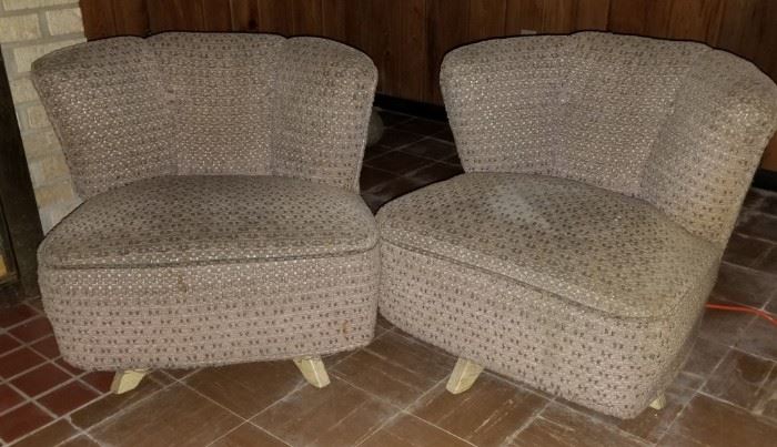 Retro Vintage Slipper Chair Pair