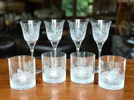 Lot 2: Set of 8 Hungarian Etched Crystal Glasses Marked SPC 2001