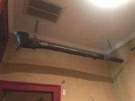 Lot 22: Hand Carved Wood Peace Pipe with Indian Head & Arrow Carvings