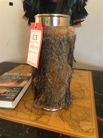 Lot 23: Fur Covered Silver Wine Sleeve