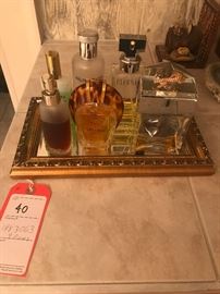 Lot 40: Group Lot: 8 Bottles of Mens & Ladies Fragrance on Mirrored Tray