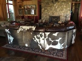 Lot 61: Custom Cowhide Upholstered L-Shaped Sectional Sofa (Photo 1 of 2)