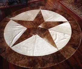 Lot 69: Round Cowhide Rug with Texas Star