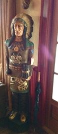 Lot 71: Life-Sized Wooden Cigar Store Indian with Pipe