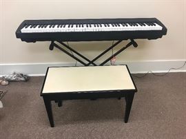 Lot 83: Yamaha P-95B Keyboard with Stand & Bench
