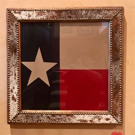 Lot 85: Texas Flag in Cowhide Frame