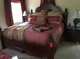 Lot 161: Master Bedroom High Back Bed w/Carved Finials