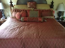Lot 161A: 8 Pieces Custom Bedding, King Sized