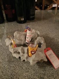 Lot 221: Carved Rock Shot Glass Holder