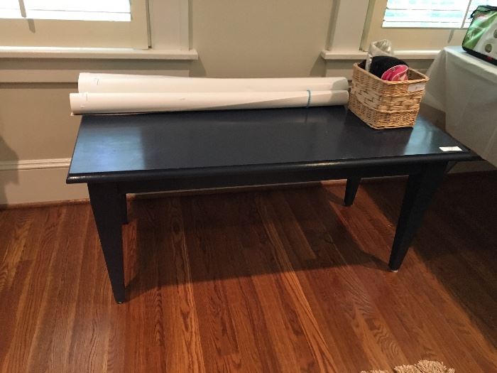 Chalk painted coffee table with clean, modern lines