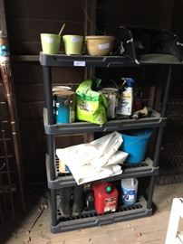 Assorted shed items, pots