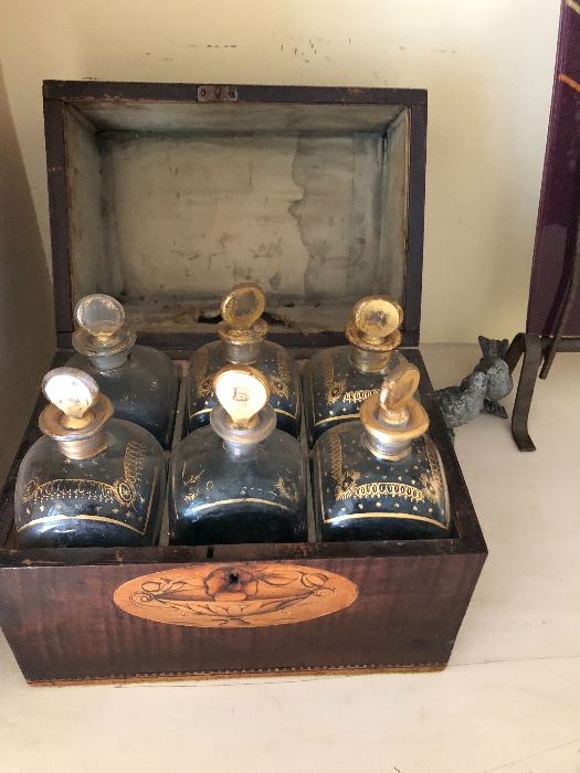 6 Tantalus  Decanters in Original Case 1780.   purchased in England in 1971 - with original bill of sale.