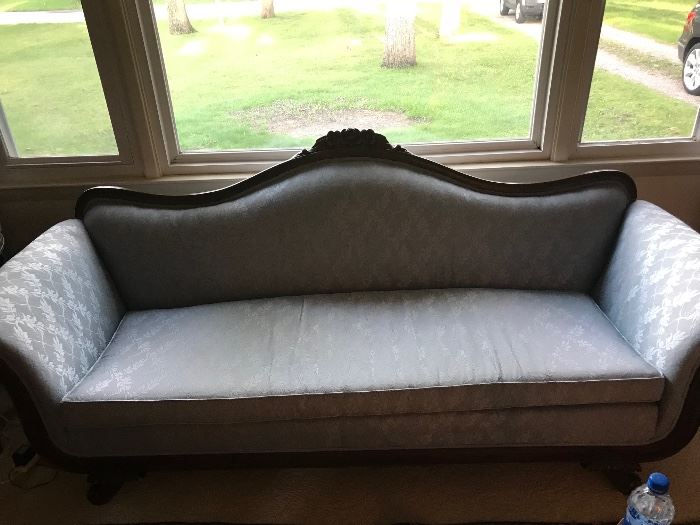 Antique Queen Anne-style sofa with nice, neutral upholstery