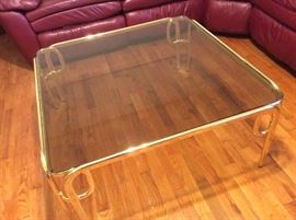Brass and glass coffee table