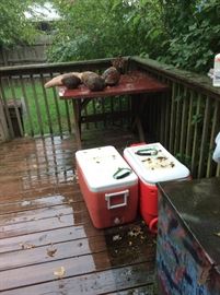 Coolers, outdoor table