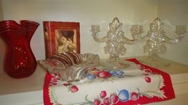 Candle sticks, glassware 