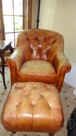Leather chair and ottoman 