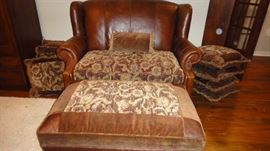 Leather loveseat w/ matching ottoman 