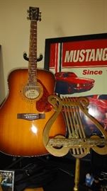 Yamaha Guitar, Music Stand,  Mustang Poster 