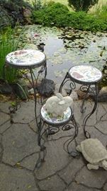 Plant stands , Cement Bunny, Cement turtle 