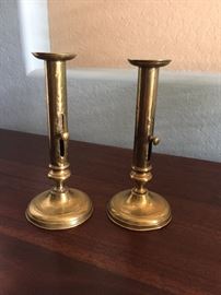 Pair of antique French bronze candleholders