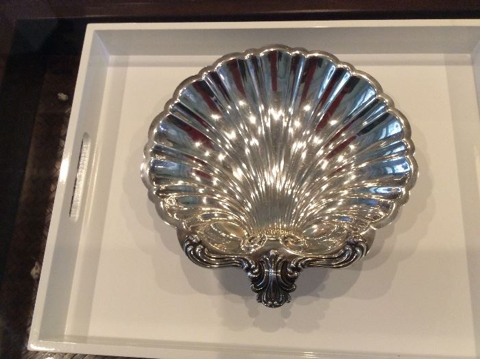 Vintage silver shell bowl