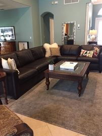 West Elm Leather sectional measures 8' x 11'